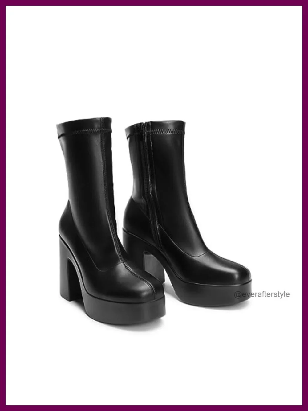 Chunky Platform Ankle Boots with PU Upper & Block Heel - Picture 3 of 6